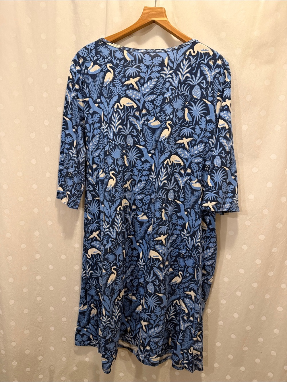 Helsinki Blue Tropical Bird Print Women's Dress - Picture 4 of 5